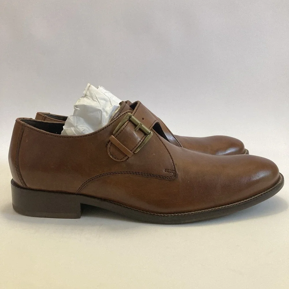 Cole Haan Williams Monk II Mens Sz 8 Brown Leather Monk Strap Dress Shoes C11826